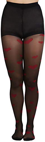 Image of ToBeInStyle Women's Valentine Day Themed Opaque Sheer Pantyhose w /Heart Love