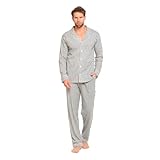 TRAMAS+ Pijama de Hombre Camisero Largo,100% Algodón, con Manga Larga y Pantalón Largo, Conjunto de Ropa para Dormir Entretiempo -L, Raya Ceballos Indigo
