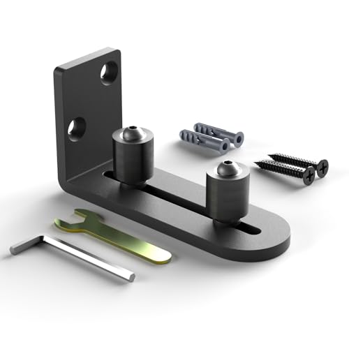 CCJH Guía de Puerta Corredera Ajustable - Montaje en Piso y Pared para Puerta de Granero, Negro