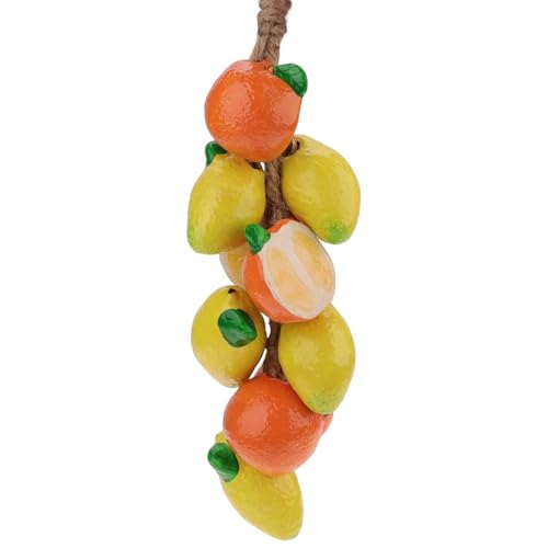 Woration Hanging Artificial Fuax Yellow Lemon & Orange Fake Cute Fruits Ceramics Decoration String Garland Home Kitchen Farmhouse Porch Photography Props 1Pack
