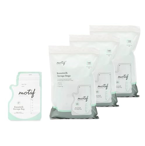 Image of Motif Medical Breastmilk Storage Bags - Freezer Bag w/Easy Pour Spout, Write-On Label - Leak-Proof Double Zipper Milk Bags for Breastmilk - Breastfeeding Mom Gifts (6 oz, 300 Count)