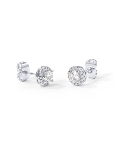 Image of PAVOI 14K Gold Plated 925 Sterling Silver Post Brilliant Round Faux Diamond Halo Earrings - Premium Cubic Zirconia