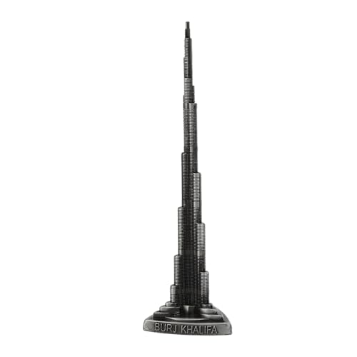 Almeigrity Burj Khalifa Torre Modelo Gris Aleación Miniatura Dubai Torre Adorno Dubai Landmark Building Modelo (22cm/8,66 pulgadas)
