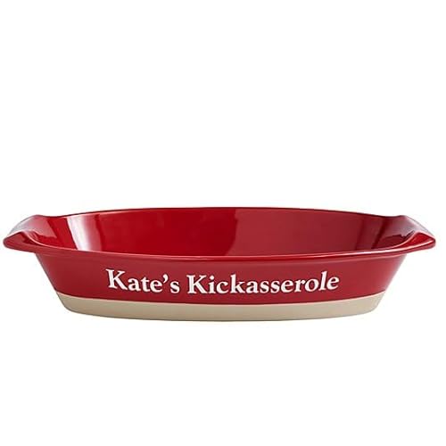 Let's Make Memories Personalized Rectangular Casserole Baking Dish - Kickasserole Dish - Customize Any Text Stoneware Baking Dish - For Her - Red