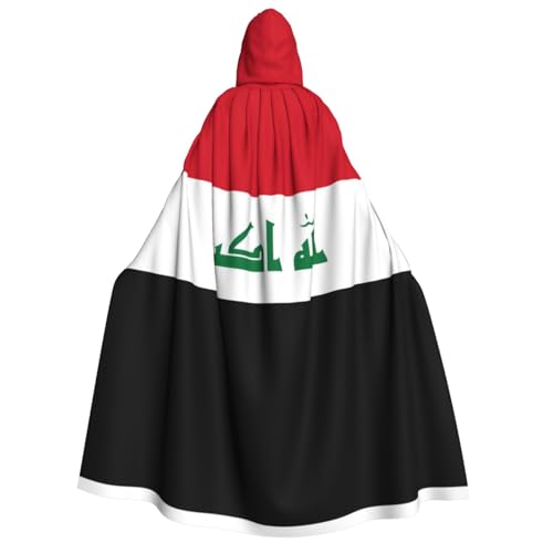 KKAFGBV Bata con capucha para adultos de Halloween con bandera iraquí, unisex, adecuada para cosplay de Navidad