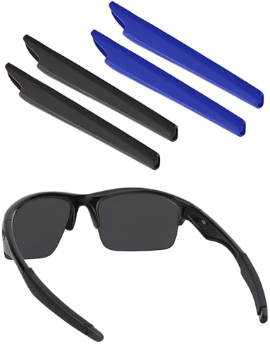 Image of BLAZERBUCK Replacement Temple Sleeves Ear Socks for Oakley Bottle Rocket OO9164 Sunglass - Black + Blue