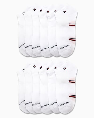 Image of Tommy Hilfiger Womens No Show Socks - 12 Pack Lightweight Athletic Performance Cushioned Running Low Cut Socks for Women