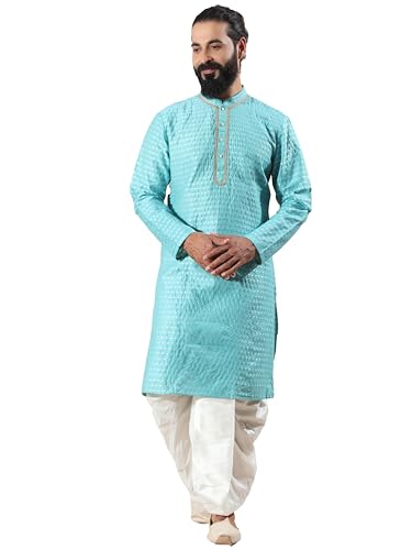 Filori Studio - Men's Traditional Motif Self Woven Design with Lace Detailing Long Kurta (Kurta Only)