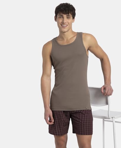 Image of Jockey 9922 Men's Super Combed Cotton Rib Racer Back Styling Round Neck Gym Vest