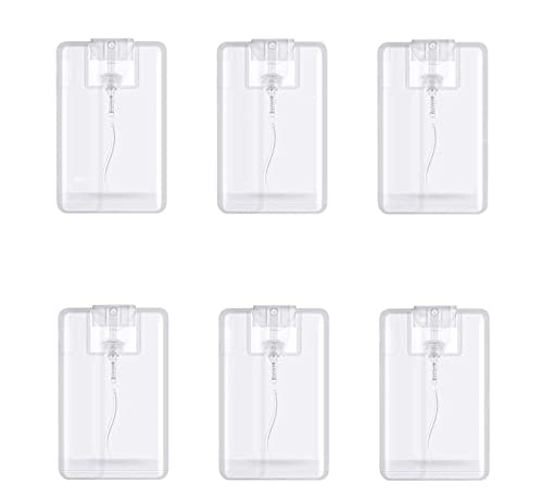 Healthcom 20 paquetes de botellas de perfume de plástico transparente de 20 ml, rellenables, botellas de perfume tipo tarjeta, contenedor vacío de niebla fina, caja de agua hidratante, pulverizador de