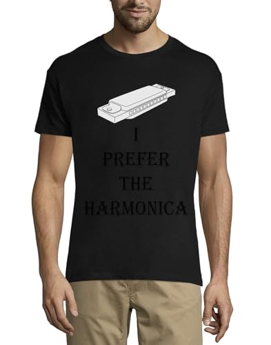 T-shirt Harmonica homme noir en coton peign&eacute; de qualit&eacute; sup&eacute;rieure