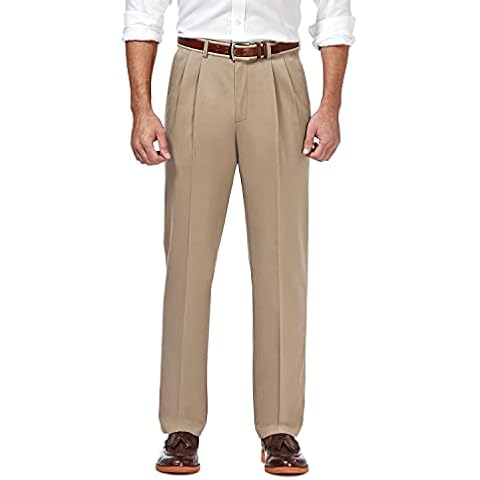 Haggar Men's Premium No Iron Khaki Regular and Big & Tall Sizes, Khaki, 42W x 29L Cover