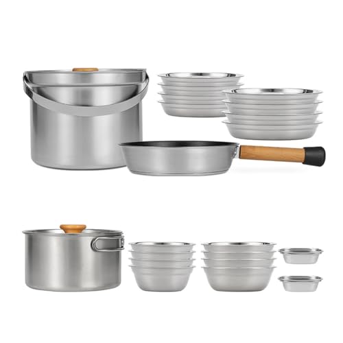 Vaisselle camping acier inoxydable 22 pièces kit repas bivouac randonnée