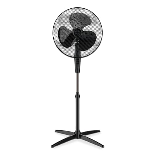 TIENDA EURASIA - Ventilador de Pie | Ventilador de Pie Silencioso | 45 W de Potencia | 3 Velocidades | Oscilante | Altura Ajustable | 2 Posiciones Fijo/Rotativo | 62 x 130 cm (Negro)