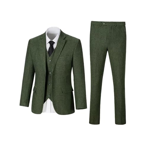 Retro 3 Piece Tweed Men's Suit Wool Blend Formal Suit Blazer Vest Pants Tuxedo Set2