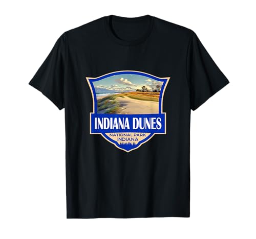 Indiana Dunes National Park Illustration Retro Badge T-Shirt