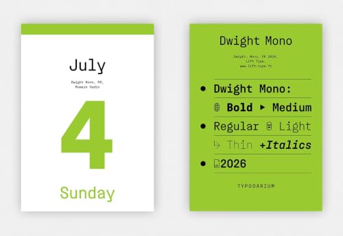 Typodarium 2027 anglais calendrier typographie design graphique - 8