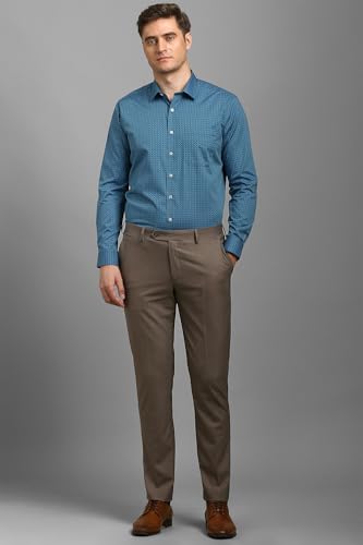 Image of Louis Philippe Men's Slim Fit Easy to Iron Everyday wear Premium Cotton Full Sleeve Checks Formal Shirt