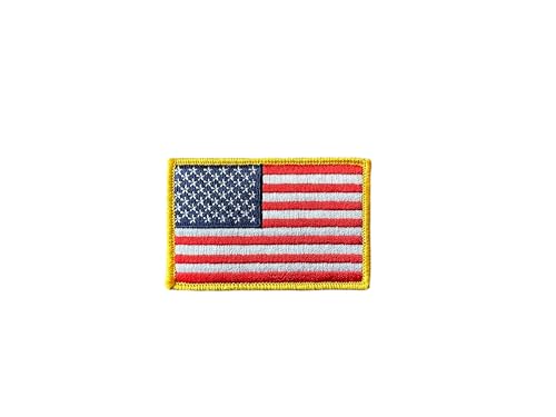 Continental Liberty Tactical USA Flag Patch Military Gold Border Forward & Reverse Hook & Loop Authentic Colors Multiple Sizes (2x3 3x5) (2x3)