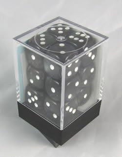 Gray Marbleized Deluxe Dice D6 16mm 12 Dice