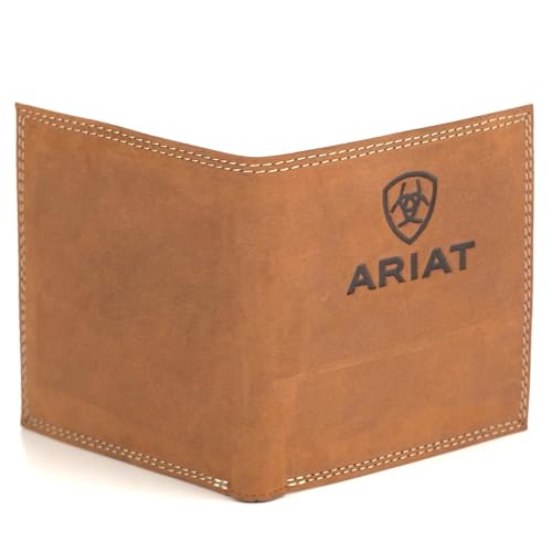 ARIAT Men's Embossed Logo Brown Leather Bifold Wallet A35482442