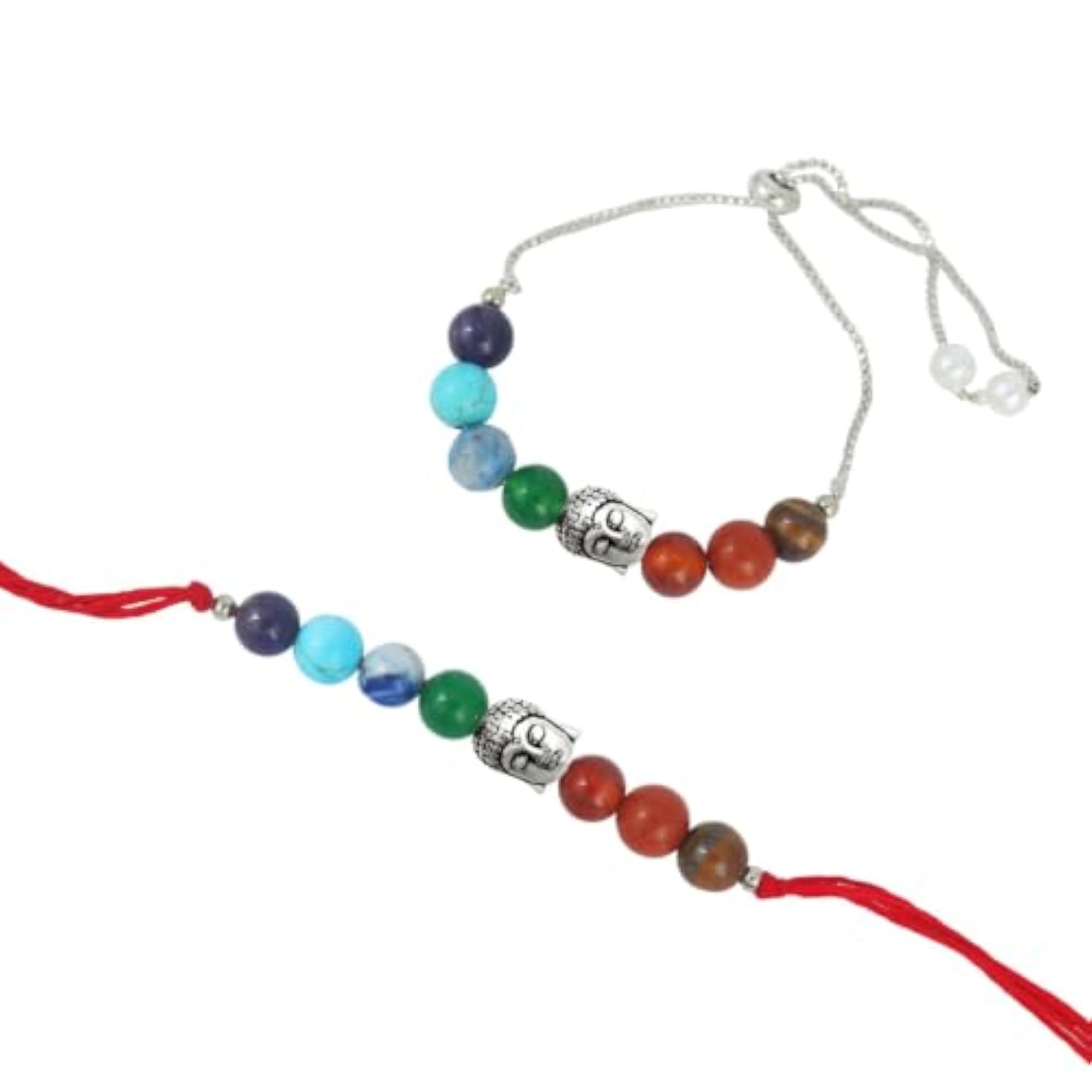 Seven Chakra Rakhi Band with Buddha Charm, Healing Gift