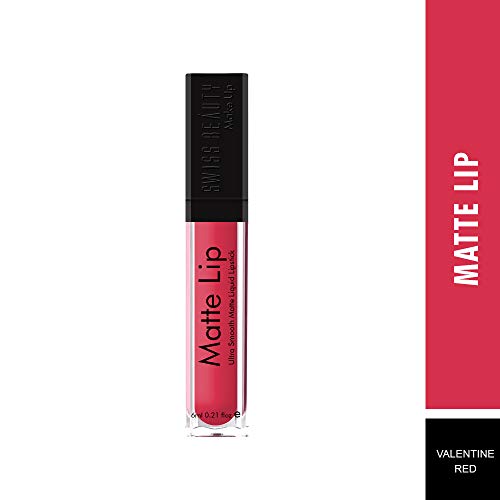 Image of Swiss Beauty Ultra Smooth Matte Lip Liquid Lipstick, Smooth Lip Color, Weightless Finish, Silky Matte Finish, Shade- Valentine Red, 6ml (Pack of 2)