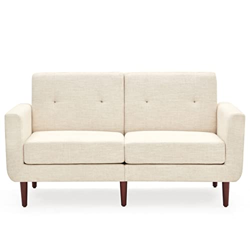 HUIMO Loveseat Sofa Small Couch Modern Love Seat 2-seat Sofa Button Tufted Upholstered Fabric Love Seats Furniture for Small Space, Living Room, Bedroom, Office, Small Apartment (Beige)