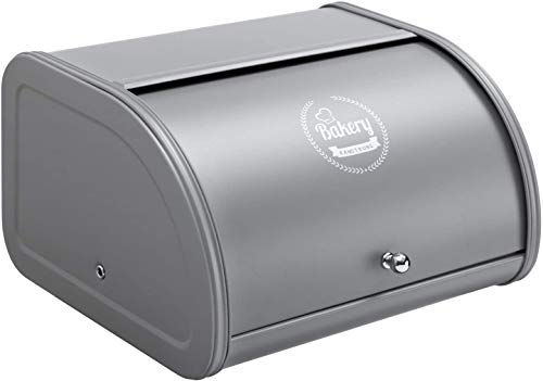 Cajas de pan con cuerpo de acero inoxidable de metal para el hogar para mostrador de cocina, pasteles y productos horneados,Color gris