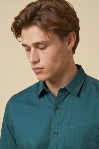 Image of Peter England Men's Slim Fit Full Sleeve Casual Shirt in Twill Weave Cotton