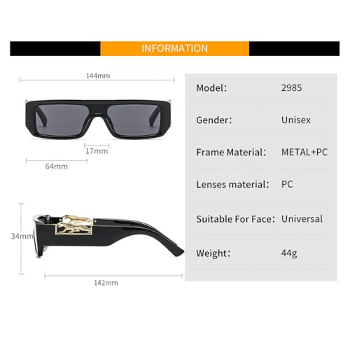 Rectangle Sunglasses For Women Men Gradients Lens PC Frame Leopard Decorate Sun Glasses UV4002