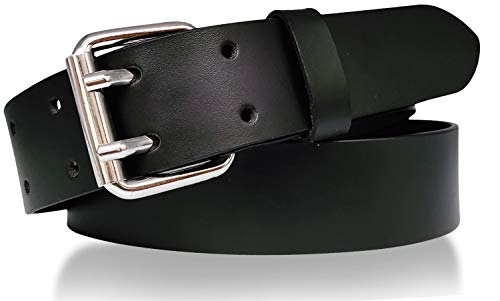FRONHOFER stabiler Arbeitsgürtel, Ledergürtel, 2-Dorn-Stahlschnalle, 18450, Größe:Körperumfang 100 cm / Gesamtlänge 115 cm, Farbe:Schwarz Cover