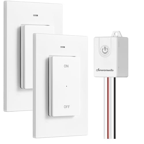 DEWENWILS Wireless Light Switch and Receiver Kit,15A/1875W High Power, No in-Wall Wiring, Remote Control Wall Lighting Switch for Ceiling Light, Fan, Lamp, 100FT Range, Programmable, FCC Lis