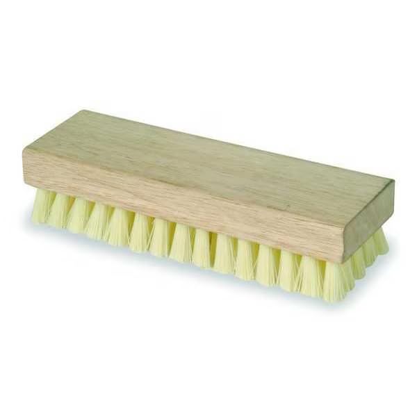 MOLLIFII 3 in W Scrub Brush, Stiff, 8 in L Handle, 8 in L Brush, Cream, Wood, 8 in L Overall, Wood/Cream, 1VAD7-A