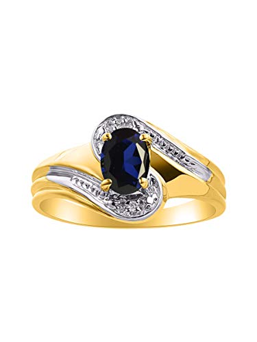 Bague saphir bleu et diamant en or jaune et argent sterling