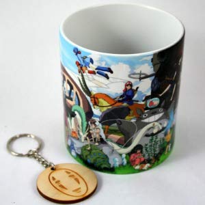 Imagen de TusPersonalizables Taza de Ceramica 350ml con Impresion de Studio de Anime con Regalo de Llavero de la Misma tematica