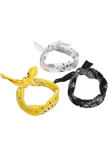 Urban Classics Bandana Unisex Multicolor 3 Pack, negro, amarillo y blanco, Talla única