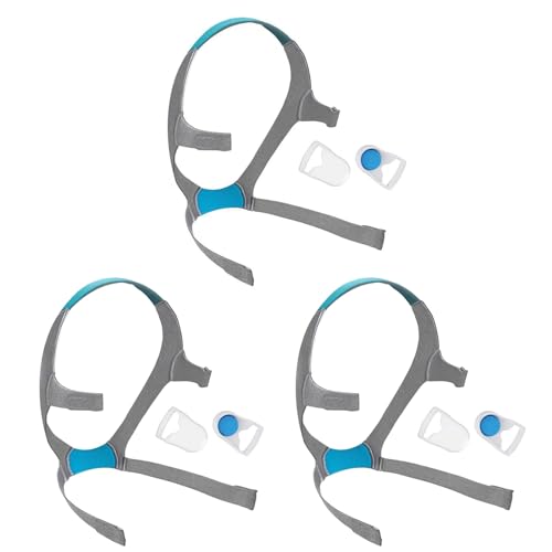 Airfit f20 �N���b�v�t���w�b�h�M�A 3�p�b�N �����p CPAP �}�X�N �w�b�h�M�A�X�g���b�v �N���b�v�t�� CPAP �p�i Airfit/AirTouch F20�p L�T�C�Y (�}�X�N�Ȃ�)