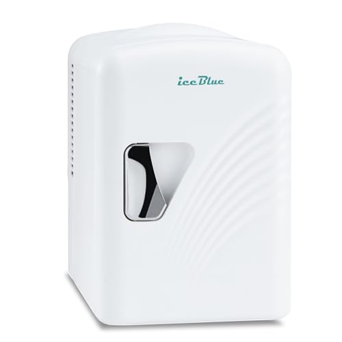 Image of Iceblue Retro 4L/6 Can Mini Fridge,AC Plug & 12V Car Charger Small Refrigerator,Compact & Portable Mini Fridge, 4A Cooling Mini Refrigerator for Bedroom,Car,Office,Dorm,Gift - White