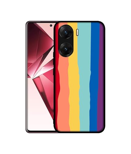 Image of Rainbow Design Premium 2D Printed Metal Back Case Cover for Vivo V29E 5G