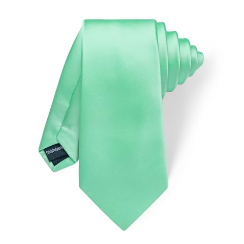 Image of YourTies Skinny Ties for Men Satin 2.4 inch Slim Necktie with Pocket Square Tie Clip Set Solid Color Wedding Party Business