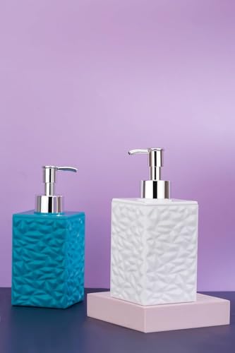 Image of Liquid Soap Dispenser with Toothbrush Holder | Refillable Plastic Hand Wash & Lotion Dispenser for Kitchen, Bathroom & Wash Basin | Ideal for Shampoo, Sanitizer (400Ml,Multicolor)