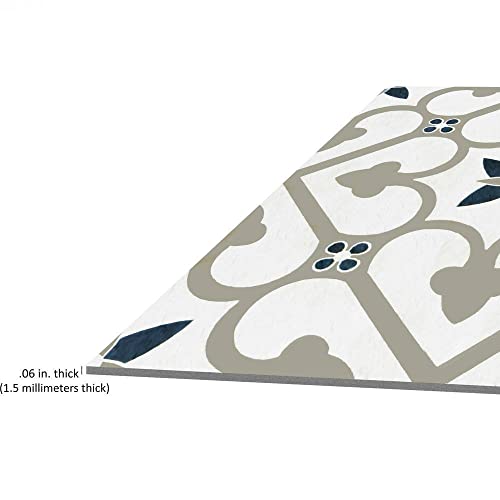 Retro Self Adhesive 12-Inch Vinyl Floor Tiles, 20 Tiles - 12" x 12", Clover Pattern - Peel & Stick, DIY Flooring for Kitchen, Dining Room, Bedrooms & Bathrooms by Achim Home Decor, Blue/Grey
