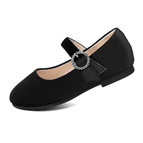 PANDANINJIA Sarena Girls Dress Shoes Rhinestone Flower Girl Ballerina Ballet Flats Mary Jane Wedding Party School Shoes for Toddler Little Kid Big Kid3