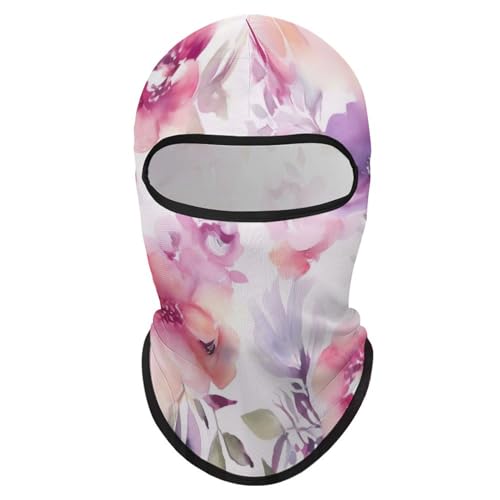 Balaclava con diseño floral en acuarela y púrpura para hombres y mujeres, protección solar, transpirable, máscara facial de cabeza completa para senderismo, ciclismo, running y conducción miniatura 7