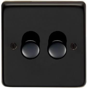 Eurolite, Matt Black, 2 Gang 2 Way, Double, Dimmer Light Switch. NOT SUTABLE FOR LED