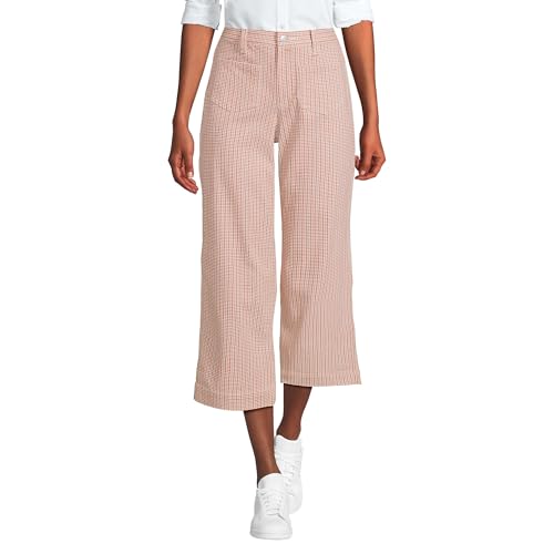 Lands' End Women's Printed Twill High Rise 5 Pocket Wide Leg Crop Pants