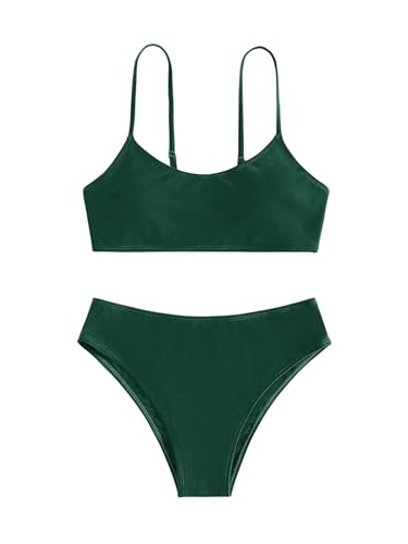 Image of SHENHE Girl's 2 Piece O Ring Bikini High Waisted Spaghetti Strap Cute Swimsuit Bathing Suit