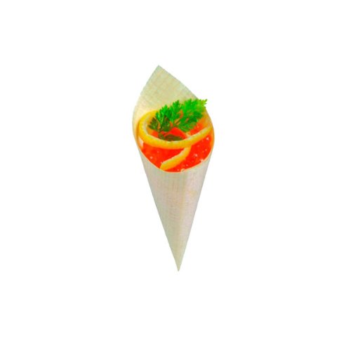 Image of PacknWood 210BBCO181- Mini Wooden Cone Kraft Paper Cones, Cardboard Cones for Crafts, Disposable Appetizer Food Cups,Paper Cones,Charcuterie Cones,mini canapes Cones 5oz 7.09 inchx 5.12 inchin |250 pcs.
