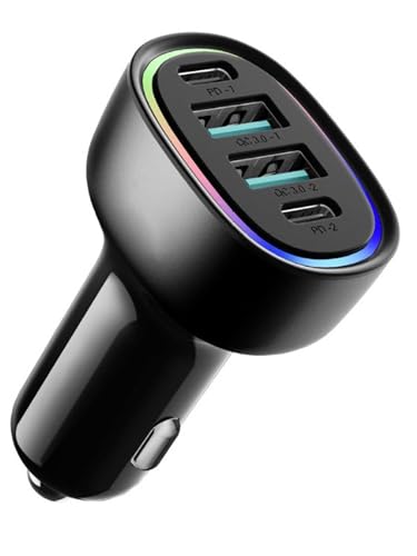 ACECAR 100W Car Charger 4-Port USB C & USB-A Car Charger Adapter PD/QC Multi Port Fast Charging Cigarette Lighter Adapter for iPhone 16/15/14 Pro Max, Samsung S24/S23/S22, iPad, Android